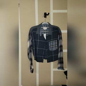 Blue America Eagle Cropped Flannel NWT